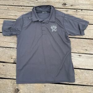 Bauer Lincoln Stars Hockey Polo Shirt Modern Mens Size Large Gray Striped Jersey
